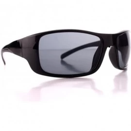 Sport Men's Driving Wrap Sport Sunglasses- Grey Lens - Gloss Black - C018GND4YS4 $17.34