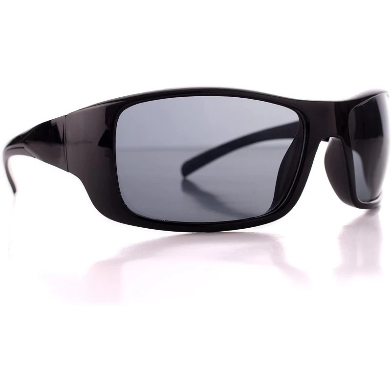 Sport Men's Driving Wrap Sport Sunglasses- Grey Lens - Gloss Black - C018GND4YS4 $11.88