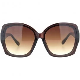 Oversized Designer Style Sunglasses Womens Oversized Square Shades UV 400 - Brown (Brown) - CD18AYMCDRW $11.77