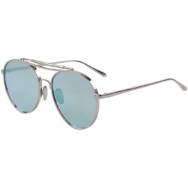 Semi-rimless Women UV400 Mirror Glass Double Bridge Classic Retro Shades Unisex Sunglasses - Pink - C617Z4GCGAU $22.49