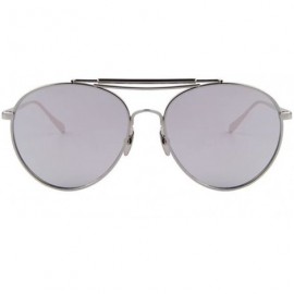 Semi-rimless Women UV400 Mirror Glass Double Bridge Classic Retro Shades Unisex Sunglasses - Pink - C617Z4GCGAU $12.53