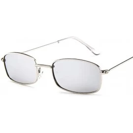 Aviator Small Retro Shades Rectangle Sunglasses Men Red Lens Yellow 2019 Metal Black - Silver - CQ18XE9HH9A $18.43