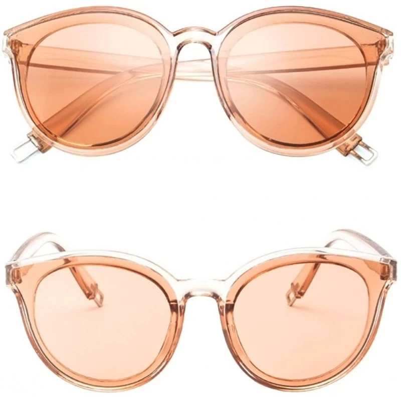 Round Transparent Plastic Cut-out Round Cateye Sunglasses - Brown+brown - C6186UKODXZ $9.86