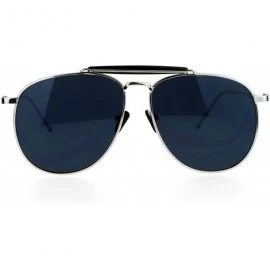 Square Designer Aviator Sunglasses Vintage Top Bar Round Square Fashion - Silver - CH187YT2GYR $23.55