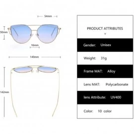 Square Cat Eye Sunglasses Women Designer Mirror Flat Rose Gold Vintage Metal Reflective Female Oculos Gafas - C2 - CG198AHW30...
