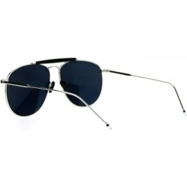 Square Designer Aviator Sunglasses Vintage Top Bar Round Square Fashion - Silver - CH187YT2GYR $23.55