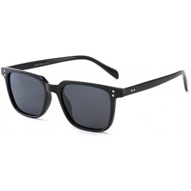 Square Women Men Retro Style Square Frame UV400 Sunglasses for Outdoor Wear - Bright Black Gray - CI18WSCUX9O $8.72