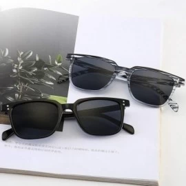 Square Women Men Retro Style Square Frame UV400 Sunglasses for Outdoor Wear - Bright Black Gray - CI18WSCUX9O $8.72