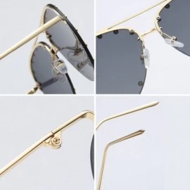 Oval Male and female half frame fashion sunglasses retro rivet sunglasses - Pink - C018EWULQ4I $8.59