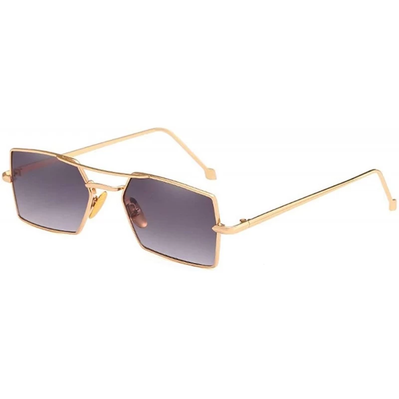Square 2019 New trend metal fashion square unisex marine lens brand designer sunglasses UV400 - Gold Grey - C118M998A40 $9.45