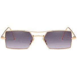 Square 2019 New trend metal fashion square unisex marine lens brand designer sunglasses UV400 - Gold Grey - C118M998A40 $9.45