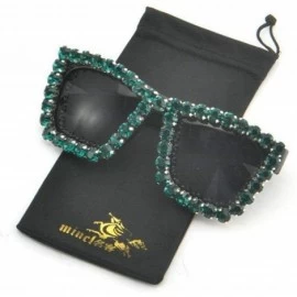 Square Designer Sunglasses Fashion rhinestone Oversized - Blue&black - CP18TRAQWG3 $15.36