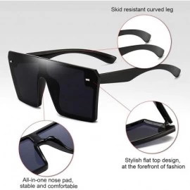 Square Oversized Square Sunglasses for Women Men Retro Shades Fashion Big Flat Top Mirror Rimless Lens - CT19CDM5C23 $23.87