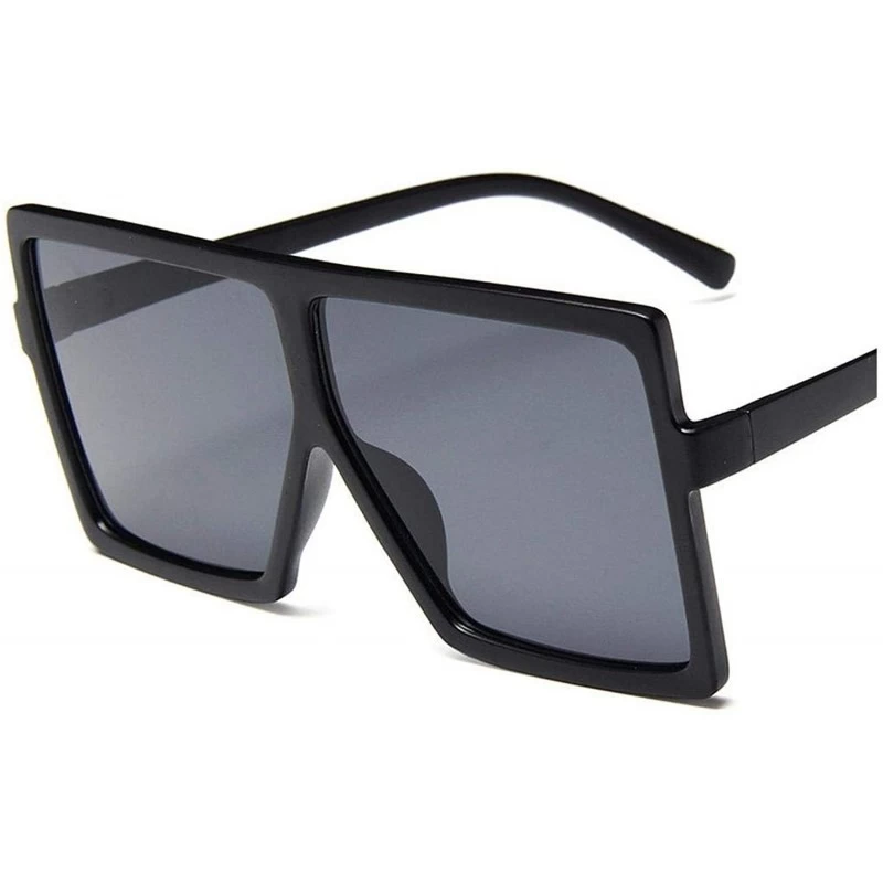 Round Plastic Oversized Women Sunglasses Square Er Big Frame Female UV400 Sun Glasses Oculos Masculino - Matte Black - CP199C...