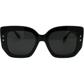Square Womens Designer Style Sunglasses Chic Square Mod Frame UV 400 - Black (Black) - CC193ESUUWC $13.83