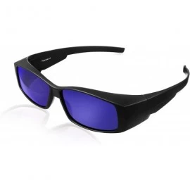 Rectangular Fit Over Polarized Glasses Sunglasses Wear over Prescription with Dark Lens for Women Men - Small Size - Black - ...