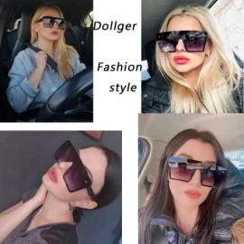 Square Oversized Square Sunglasses for Women Men Retro Shades Fashion Big Flat Top Mirror Rimless Lens - CT19CDM5C23 $15.27