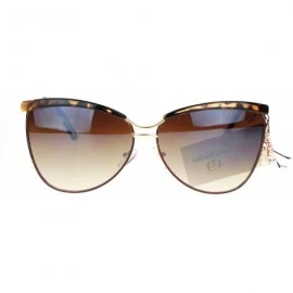 Butterfly Womens Oversize Eye Brow Trim Half Rim Metal Butterfly Sunglasses - Tortoise - CA11SOL429J $9.93