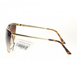 Butterfly Womens Oversize Eye Brow Trim Half Rim Metal Butterfly Sunglasses - Tortoise - CA11SOL429J $9.93
