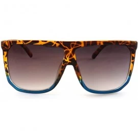 Square Unisex Oversize Flat Top Square Gradient flat Lens Sunglasses A017 - Brown Blue/ Black Gradient - CN185ELQZC7 $20.22