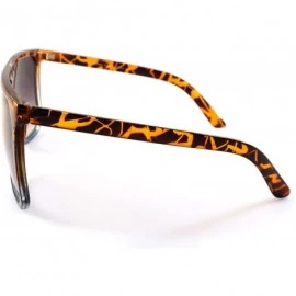 Square Unisex Oversize Flat Top Square Gradient flat Lens Sunglasses A017 - Brown Blue/ Black Gradient - CN185ELQZC7 $8.93