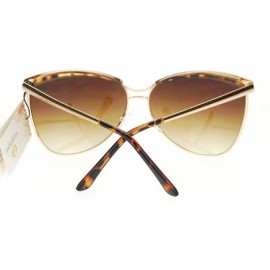 Butterfly Womens Oversize Eye Brow Trim Half Rim Metal Butterfly Sunglasses - Tortoise - CA11SOL429J $18.40