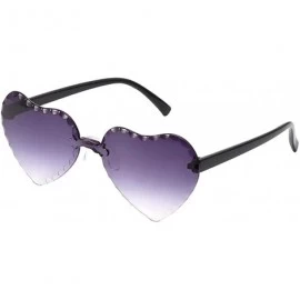 Butterfly Heart Shape Sunglasses Transparent Rimless Candy Color Glasses Frameless Love Eyewear Sunglasses UV400 Sunglass - C...