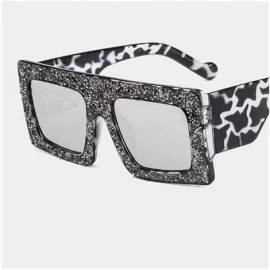 Goggle New Fashion Square Sunglasses Women Vintage Diamond Decoration Oversized Sun Glasses Meale Personality Goggles - CM198...
