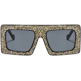 Goggle New Fashion Square Sunglasses Women Vintage Diamond Decoration Oversized Sun Glasses Meale Personality Goggles - CM198...