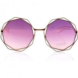 Round Metal Double Wire Octagonal Hippie Round Flat Lens Sunglasses A079 - Purple - CF18GCED72G $26.02