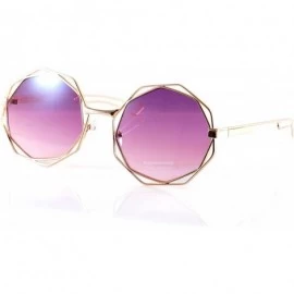Round Metal Double Wire Octagonal Hippie Round Flat Lens Sunglasses A079 - Purple - CF18GCED72G $11.83