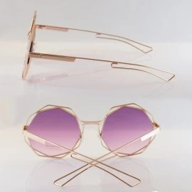 Round Metal Double Wire Octagonal Hippie Round Flat Lens Sunglasses A079 - Purple - CF18GCED72G $11.83