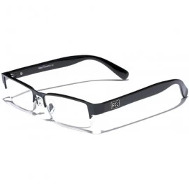 Rimless Rectangular Half Frame Reading Glasses Fashion Designer Eyeglasses - Black - CD125C4LHBV $11.76