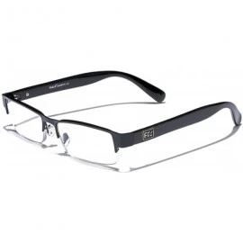 Rimless Rectangular Half Frame Reading Glasses Fashion Designer Eyeglasses - Black - CD125C4LHBV $22.08