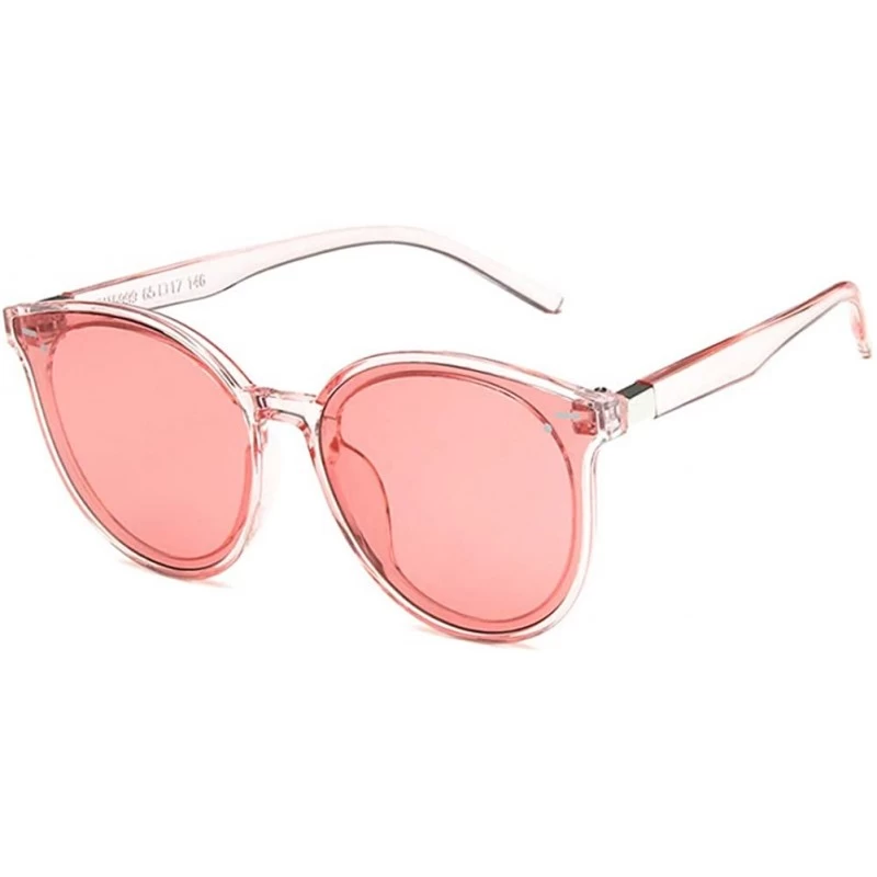 Oval Unisex Sunglasses Retro Bright Black Grey Drive Holiday Oval Non-Polarized UV400 - Transparent Pink - CB18RH6SDAN $9.60