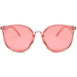 Oval Unisex Sunglasses Retro Bright Black Grey Drive Holiday Oval Non-Polarized UV400 - Transparent Pink - CB18RH6SDAN $9.60