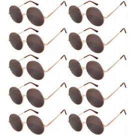 Goggle 10 Pack Round Retro Vintage Circle Style Sunglasses Colored Small Metal Frame - 56_mirror_gold_brown_10_pairs - CJ1853...