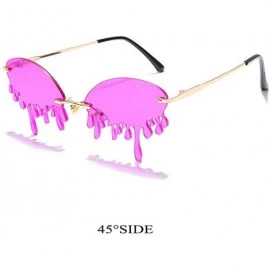 Round Women's Fashion Trend Funny Frameless Sunglasses Retro Unique Tear-eye Shape Steampunk Sunglasses UV400 - Purple - CD19...