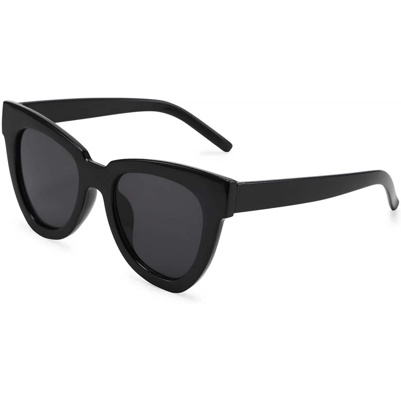 Cat Eye Retro Cat Eye Sunglasses Women Men Vintage Square Cateye UV400 Sunglasses B2586 - Black - C6199KXW7MR $11.47
