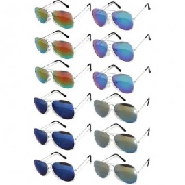 Aviator 12 Pack Aviator Eyeglasses Metal Gold- Silver- Black Frame Colored Mirror Lens OWL. - C8127C92NQ7 $33.76