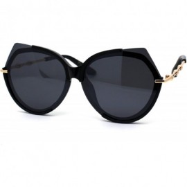Butterfly Womens Chic Octagonal Shape Exposed Lens Butterfly Sunglasses - Black Gold Black - C01969Z2383 $27.75