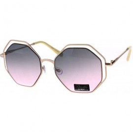 Rectangular Double Rim Octagonal Designer Fashion Mod Womens Luxury Sunglasses - Gold Grey Pink - CT18EGW4URQ $24.36
