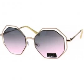 Rectangular Double Rim Octagonal Designer Fashion Mod Womens Luxury Sunglasses - Gold Grey Pink - CT18EGW4URQ $15.50