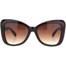 Butterfly Womens 90s Paisley Arm Butterfly Thick Plastic Designer Sunglasses - Dark Brown Gradient Brown - CI18NDYXHCI $10.93