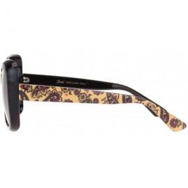 Butterfly Womens 90s Paisley Arm Butterfly Thick Plastic Designer Sunglasses - Dark Brown Gradient Brown - CI18NDYXHCI $10.93
