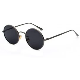 Round Women Sunglasses Round Metal Frame Vintage Retro Glasses Sun for Men Unisex Gift - Full Black - CR18GR08RZ5 $25.47