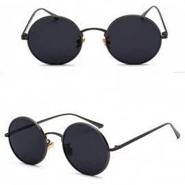 Round Women Sunglasses Round Metal Frame Vintage Retro Glasses Sun for Men Unisex Gift - Full Black - CR18GR08RZ5 $10.47