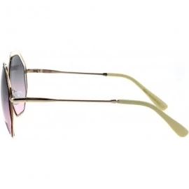 Rectangular Double Rim Octagonal Designer Fashion Mod Womens Luxury Sunglasses - Gold Grey Pink - CT18EGW4URQ $15.50