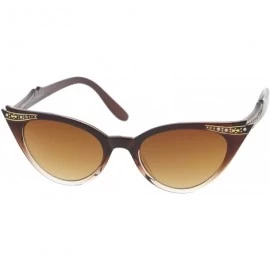 Cat Eye Women's Retro Rhinestone Embellished Oval Lens Cat Eye Sunglasses 51mm - Brown Fade / Brown - CG12N446EJZ $9.26
