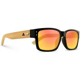 Wayfarer Wooden Bamboo Sunglasses Temples Classic Square Keyhole Vintage Eyewear - Gold W/ Pouch - CU11XLXHC2T $75.09